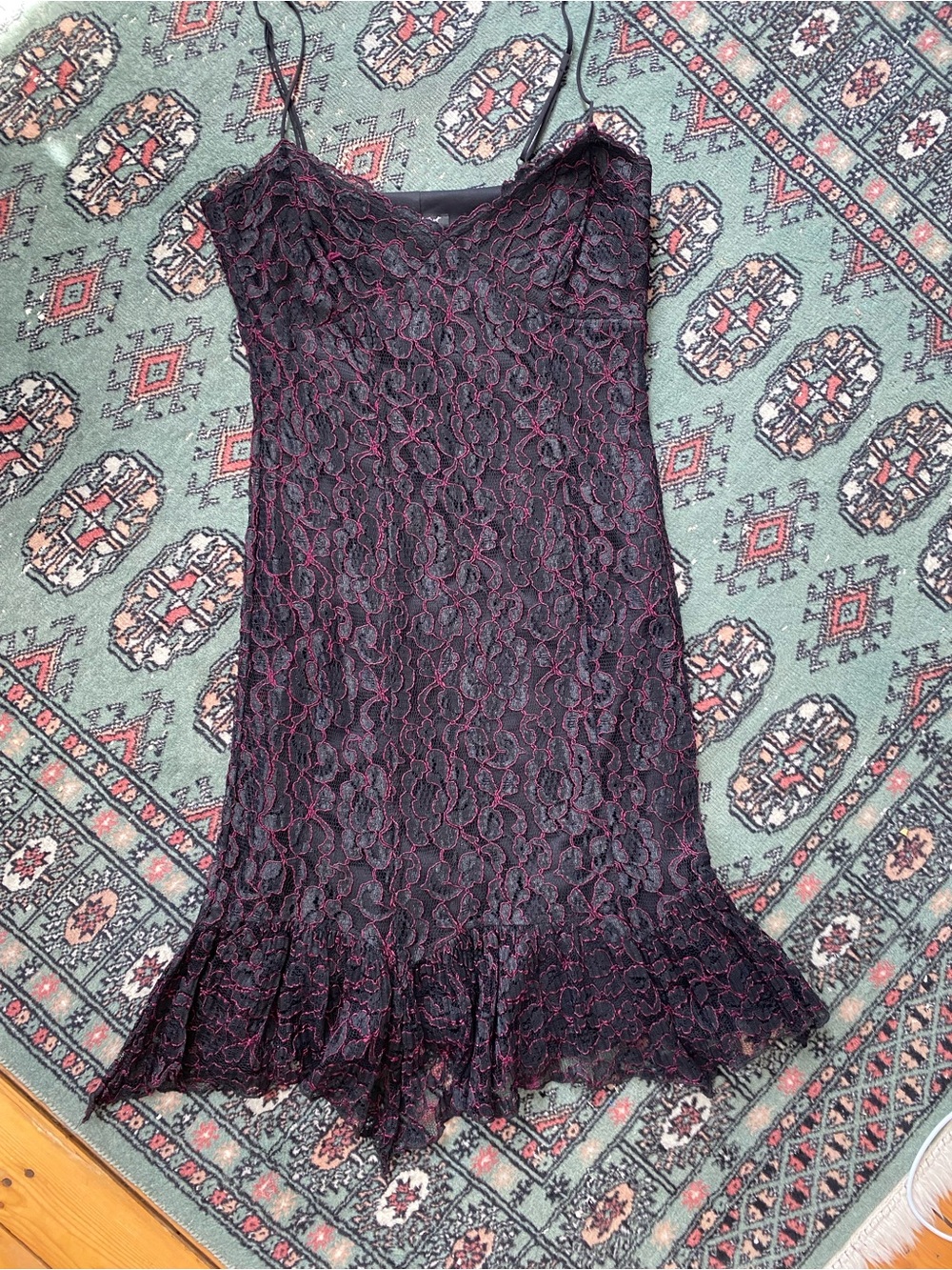 Vintage 90s/Y2K Betsey Johnson Black Label Lace Slip Dress - Size 10